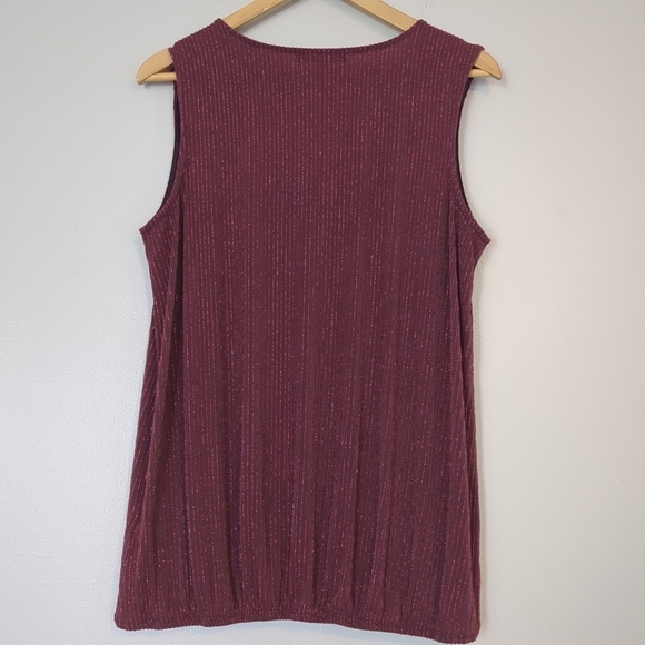 Sloane & Sadie Tank Top Women's XL Plum Metallic Formal Wedding Summer Feminine - Picture 3 of 8